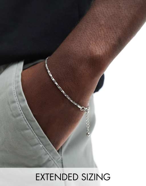 ASOS DESIGN – Silverfärgat, texturerat, smalt kedjearmband i vattentåligt, rostfritt stål