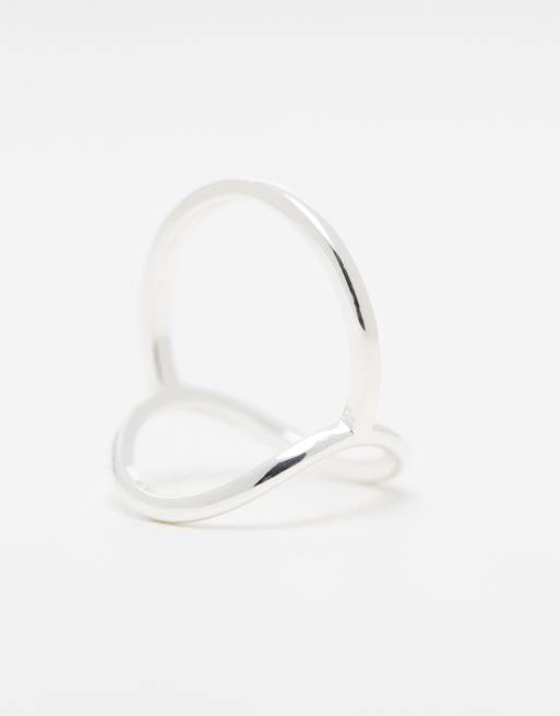 ASOS DESIGN – Silverpläterad ring med öppen cirkel, 3 av 4