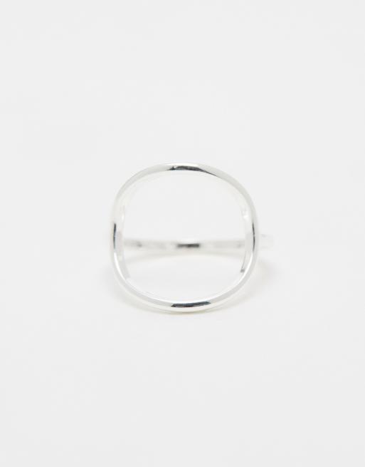ASOS DESIGN – Silverpläterad ring med öppen cirkel, 4 av 4