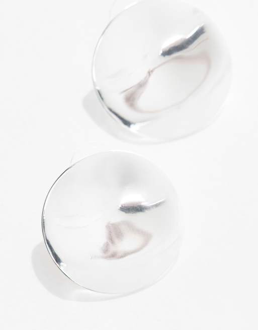 ASOS DESIGN – Silverpläterade, abstrakt cirkelformade stiftörhängen, 3 av 4
