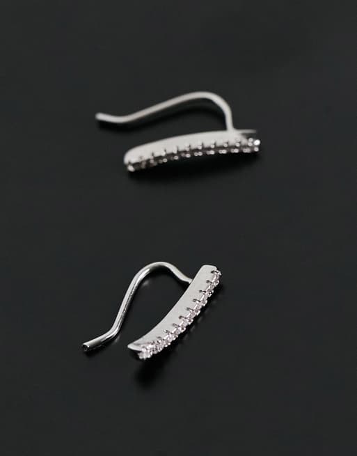 ASOS DESIGN – Silverpläterade öronklättrar- örhängen med kurvig strassdesign, 4 av 4
