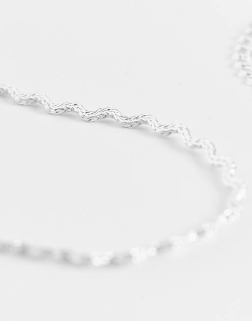 ASOS DESIGN – Silverpläterat halsband i choker-design med vågig kedja, 3 av 4