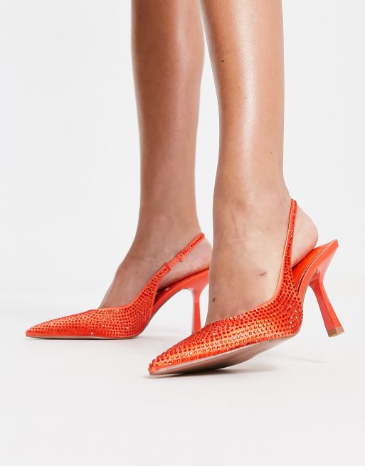 ASOS DESIGN - Simba - Escarpins ornementés à talon aiguille et bride arrière - Orange, 2 de 4