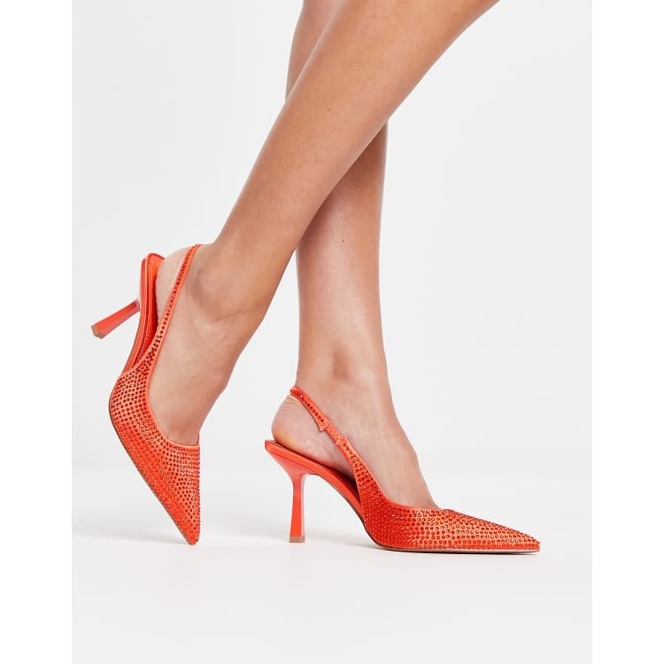 ASOS DESIGN - - Slingback-stiletter med udsmykning orange