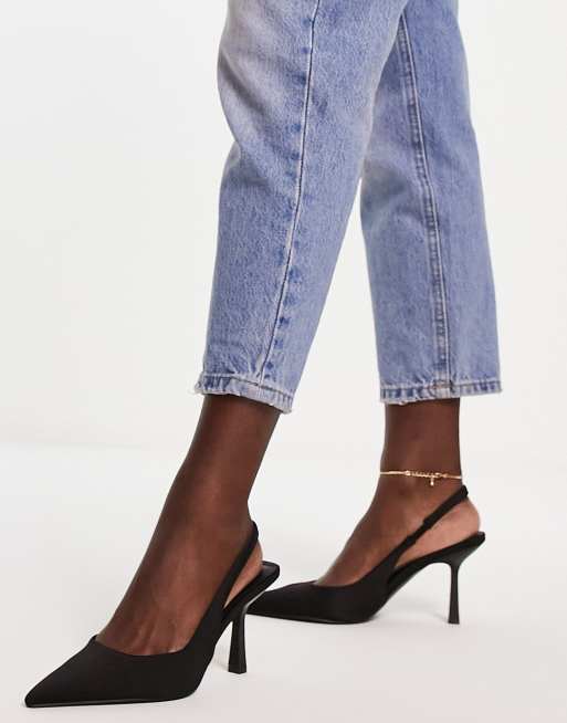 ASOS DESIGN Simba slingback stiletto heeled shoes in black | ASOS