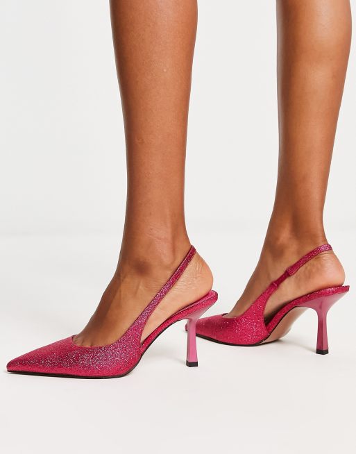 Pink slingback hot sale kitten heels