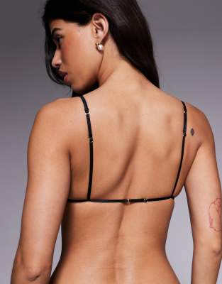 Asos Design Simone Premium Fine Embroidery Triangle Bra With Satin Binding In Black