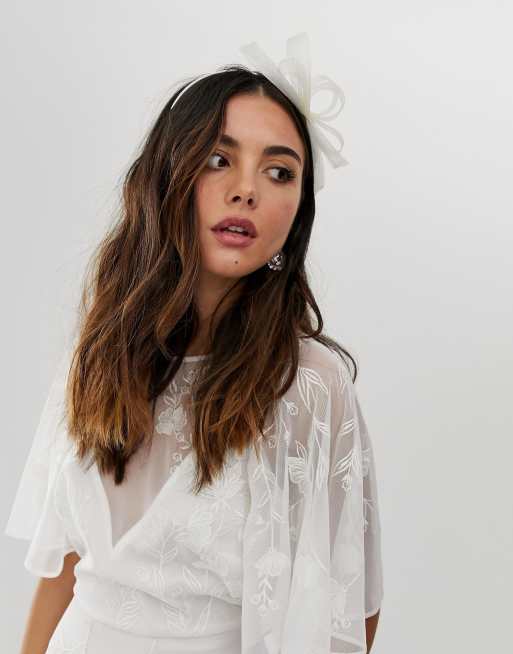 ASOS DESIGN simple hair fascinator headband in cream ASOS
