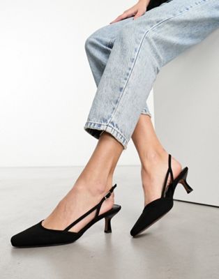 ASOS DESIGN Sindy mid heeled shoes in black | ASOS