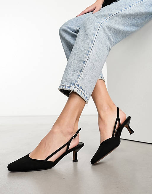 ASOS DESIGN Sindy mid heeled shoes in black | ASOS