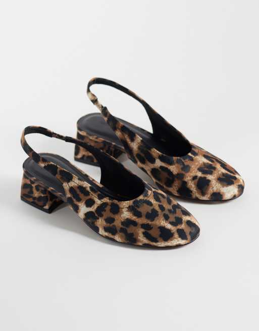 ASOS DESIGN Sindy minimal block heeled slingback in leopard, 2 of 4