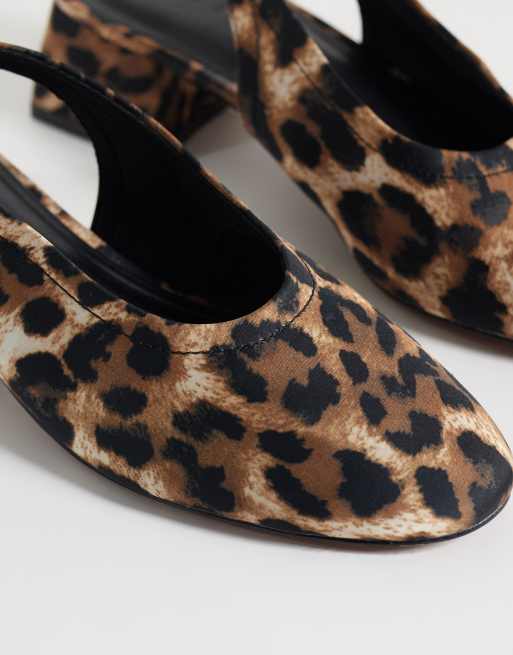 ASOS DESIGN Sindy minimal block heeled slingback in leopard, 4 of 4