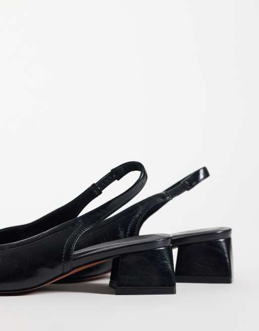 ASOS DESIGN Sindy minimal block heeled slingback shoes in black, 2 of 4