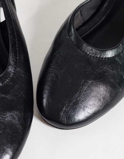 ASOS DESIGN Sindy minimal block heeled slingback shoes in black, 3 of 4