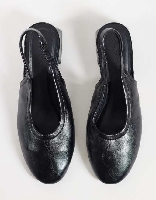 ASOS DESIGN Sindy minimal block heeled slingback shoes in black, 4 of 4