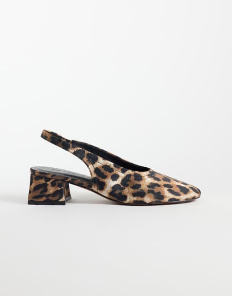 ASOS DESIGN Sindy minimalistiske slingback-sko med blokhæl i leopardprint - view 1
