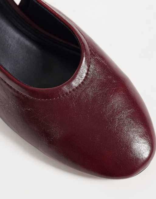 ASOS DESIGN Sindy slingback con tacco largo minimal in bordeaux, 3 di 4