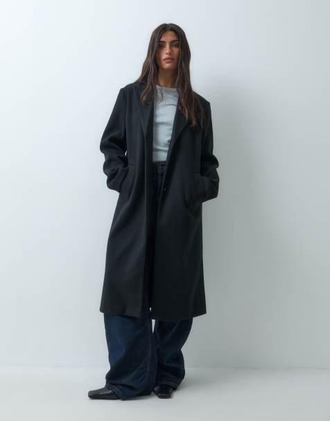 ASOS DESIGN single-breasted chuck-on overcoat in black - view 1
