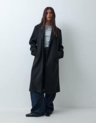 Asos Design Single Breasted Throw On Overcoat In Black