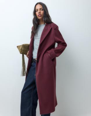 Asos Design Single Breasted Throw On Overcoat In Red