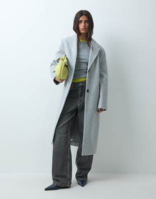 Asos Design Single Breasted Throw On Overcoat In Gray