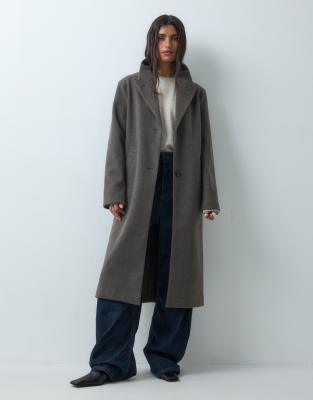 Asos Design Single Breasted Throw-on Overcoat In Gray