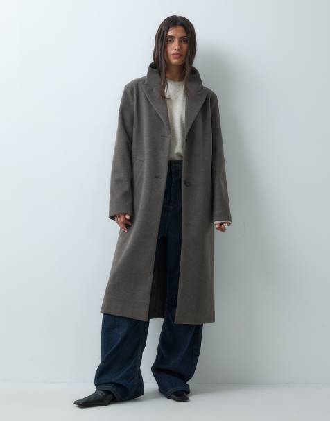 ASOS DESIGN single breasted throw-on overcoat in taupe melange - view 1