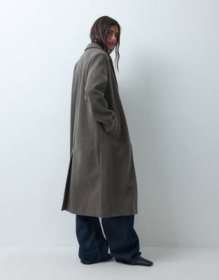 Asos Design Single Breasted Throw-on Overcoat In Gray
