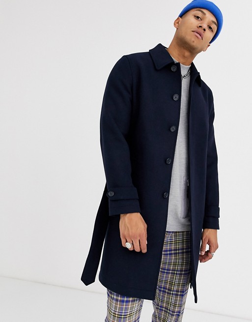 ASOS DESIGN single breasted trench coat in navy