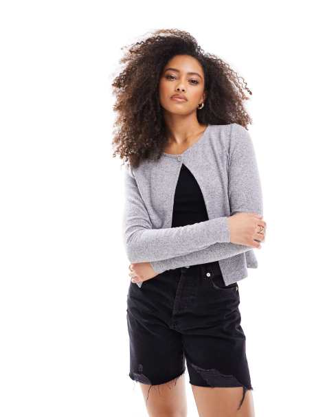 ASOS DESIGN single button jersey cardigan in grey - view 1