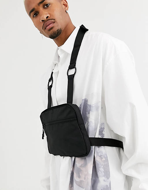 ASOS DESIGN single chest harness bag in black | ASOS