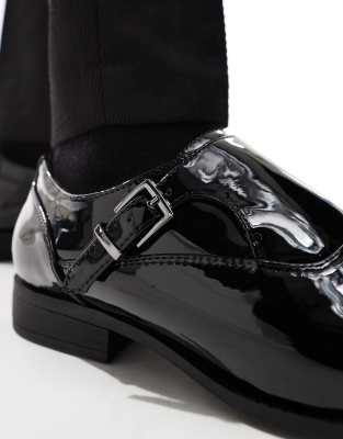 Asos Design Single Monk Strap Shoes In Black
