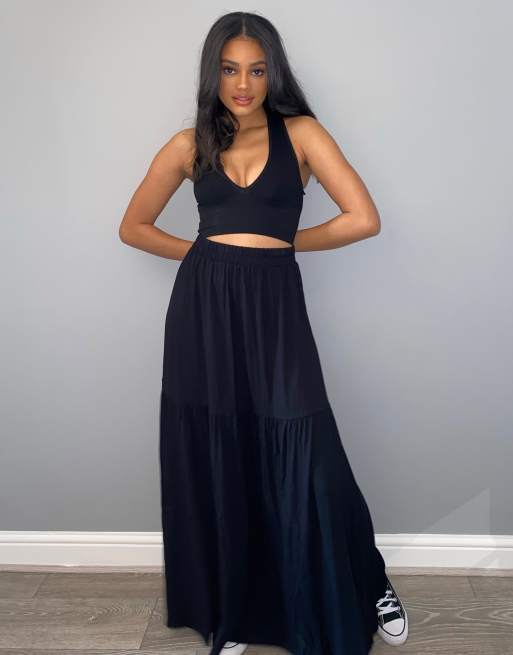 Asos black 2025 maxi skirt