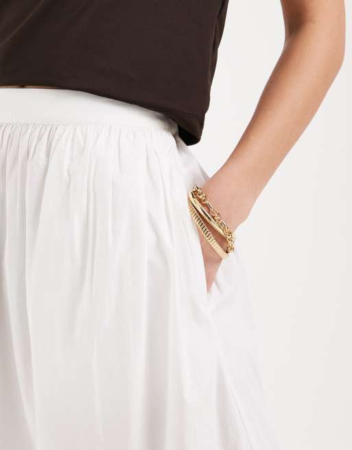 ASOS DESIGN single tiered boho maxi skirt in white, 5 of 5