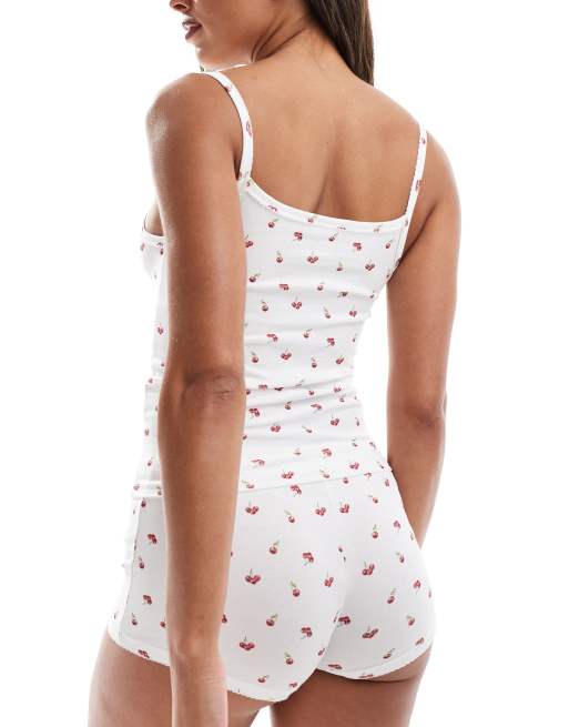 ASOS DESIGN singlet and shorts set in cherry print, 3 of 4