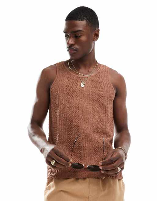ASOS DESIGN singlet in brown 