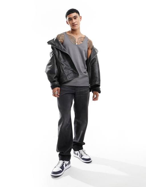 ASOS DESIGN singlet in charcoal