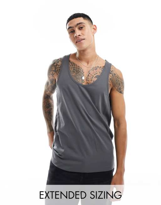 ASOS DESIGN singlet in charcoal