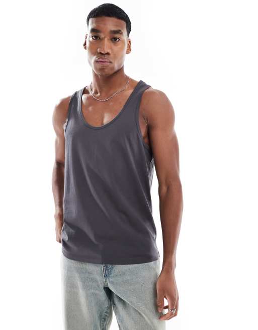 ASOS DESIGN singlet in dark grey