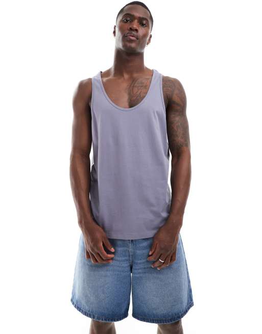 ASOS DESIGN singlet in mid blue