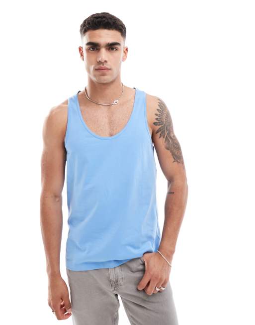 ASOS DESIGN singlet in mid blue