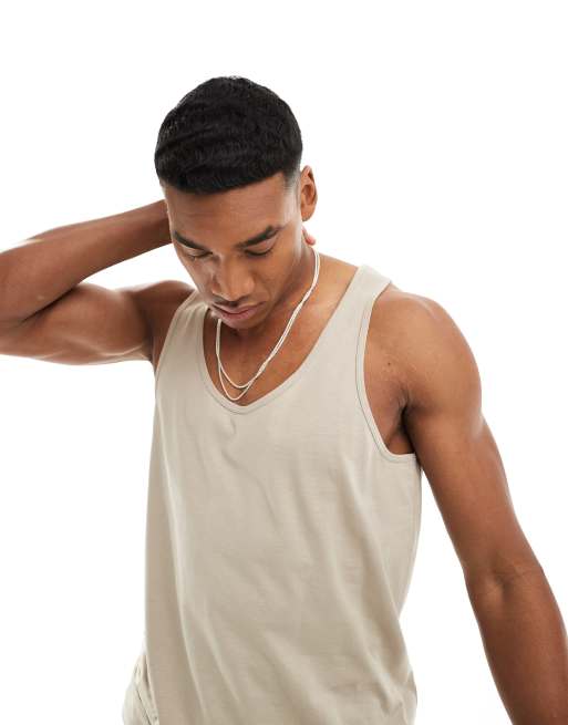 ASOS DESIGN singlet in stone