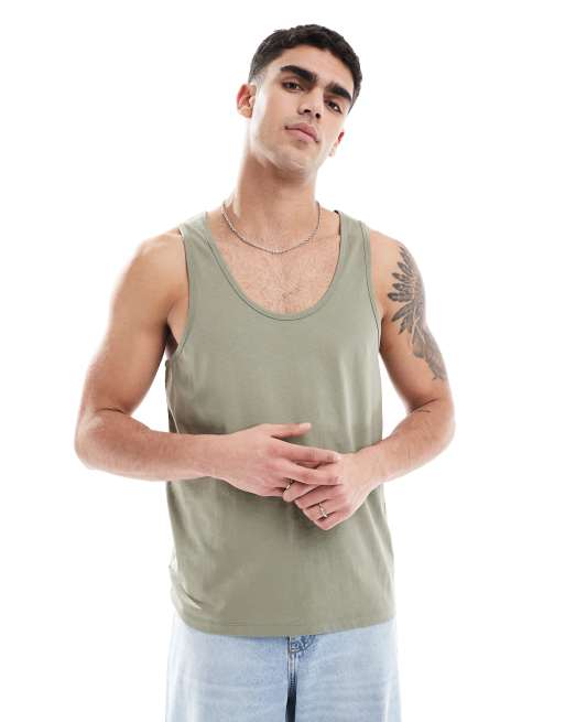 ASOS DESIGN singlet in vetiver