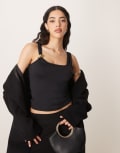[ASOS DESIGN] ASOS DESIGN singlet top with gold cinched strap detail in black L BLACK