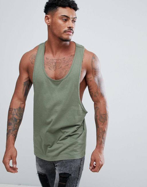 ASOS DESIGN singlet with extreme racer back in green | ASOS