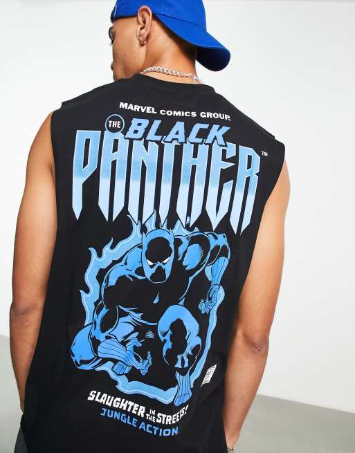 ASOS DESIGN singlet with Marvel Black Panther print in black