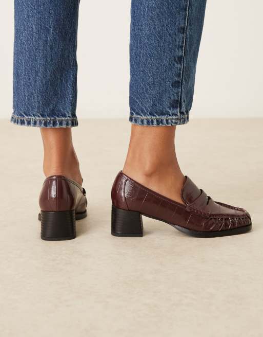 ASOS DESIGN - Siren - Bordeaux loafers med mellemhøj hæl, 3 af 4