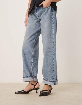 Asos Design Wide Fit Scottie Buckle Detail Kitten Heeled Shoes In Black In Black