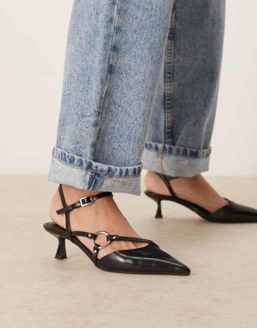 ASOS DESIGN - Sissi - Scarpe con tacchetto a spillo nere con dettaglio ad anello