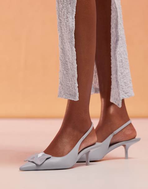 ASOS DESIGN - Sizzle - Slingback-sko med kantdetalje og kitten-hæl i blå - view 1